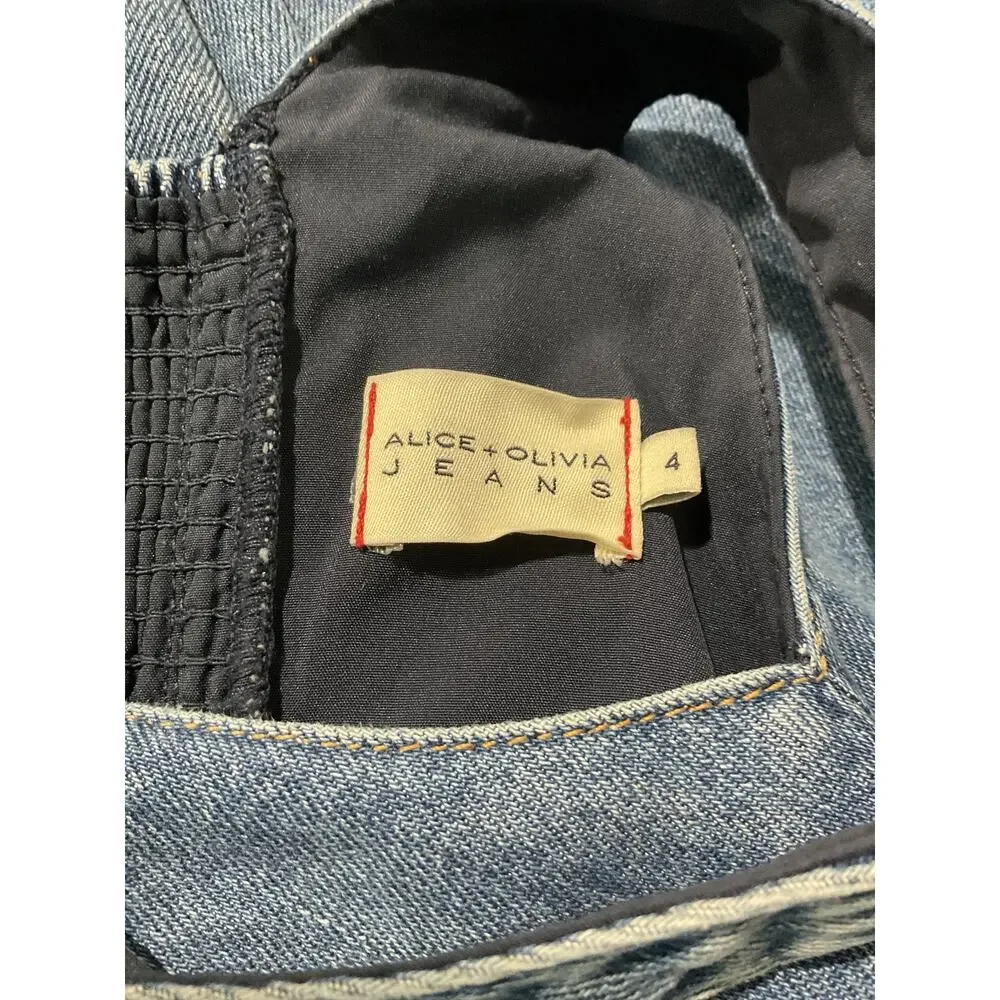 Alice + Olivia Denim Liana Vintage Blue Diana Midi Dress Size 4 - Picture 4 of 6